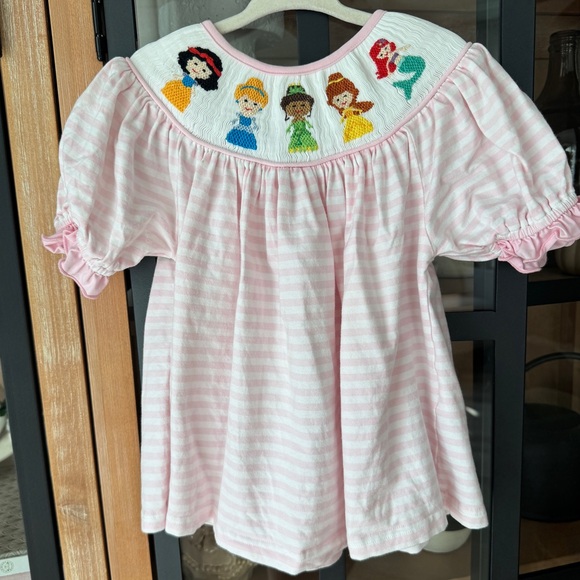 busy bees smocks Other - Disney princesses smocked dress top ariel striped embroidered belle toddler girl